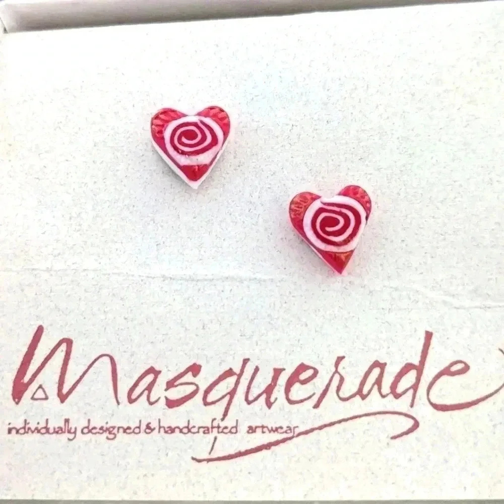 Polymer Clay Earrings  Heart Valentine's Day  Handmade  Light Weight Trendy Rose